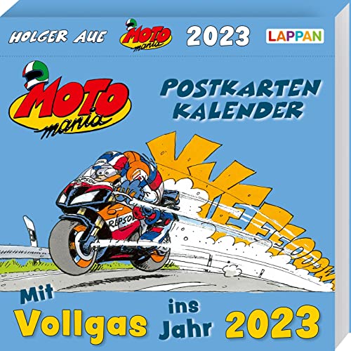 MOTOmania Postkartenkalender 2023: Wochenkalender mit Tages-Verbrauchsanzeige für Motorradfahrer und Biker | Mit 53 Postkarten zum Verschicken und Sammeln | Mit den beliebten Comics von Holger Aue